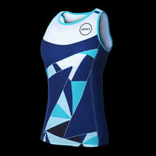 Load image into Gallery viewer, Zone3 Women&#39;s Lava Long Distance Tri Top- Navy White Teal