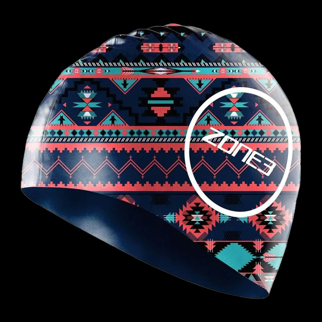 Zone3 Silicon Swimming Cap (Aztec Print)